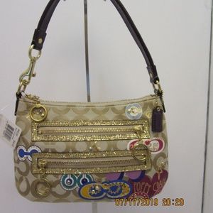 Coach poppy applique pouch handbag